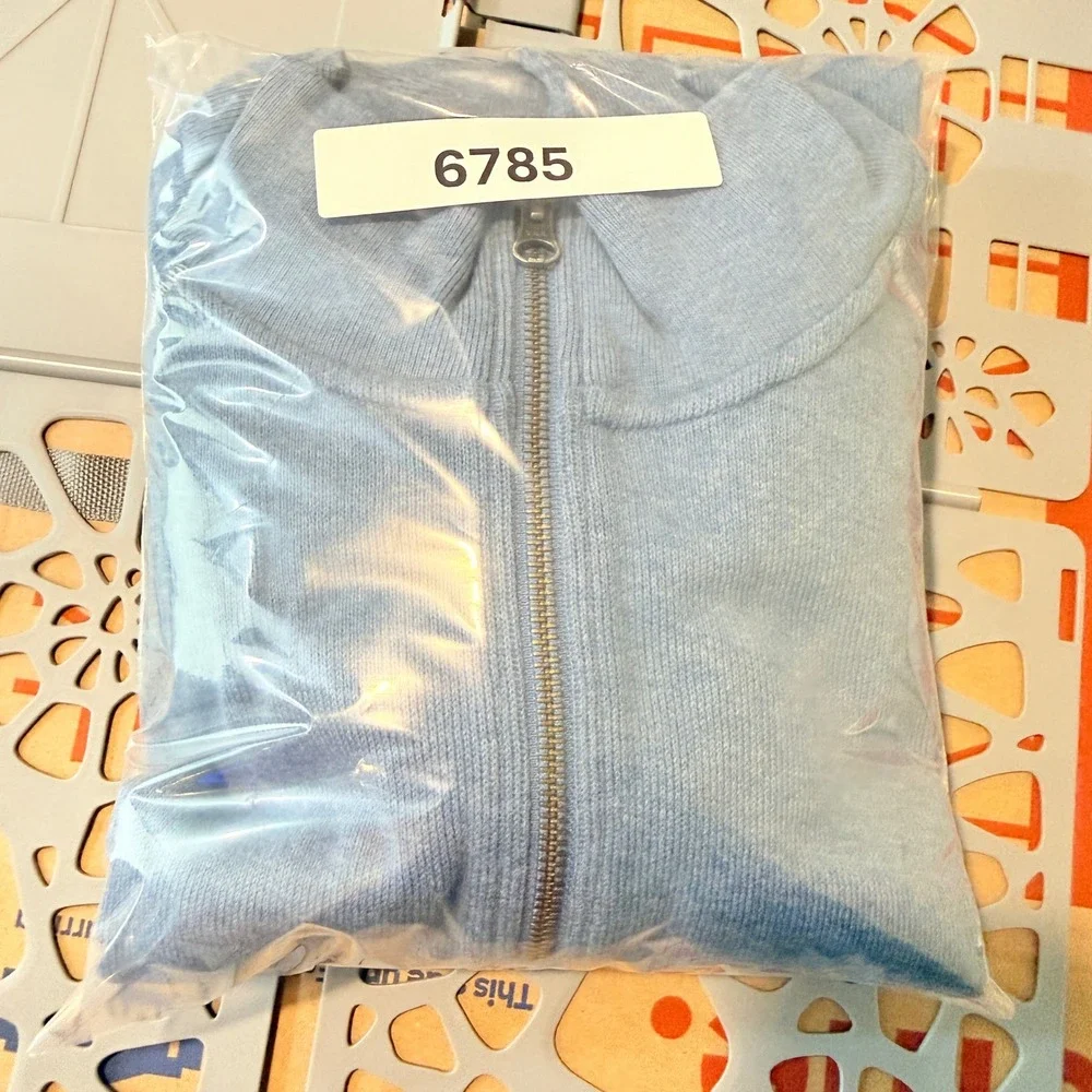 LL Bean 1/4 Zip Pullover Sweater Mens Large Blue Cotton Traditional Fit 301192